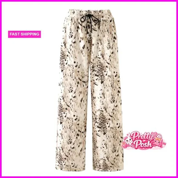 Butter-Soft High Waisted Wide Leg Pants Flowy Drawstring Lounge Trousers - Picture 4 of 7